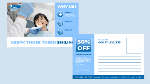 Graphic design service flyer and postcard samples